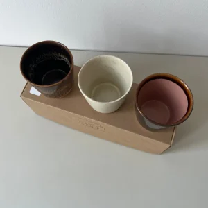 Bornholms Keramikfabrik Original Cup Moods Collections Chocolate Lips, Brown Chocolate, Creamy White- 3er Set