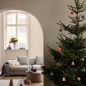 Broste Copenhagen Christbaum Glocke Stripe Pulp Intense Blue - 6cm