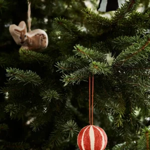 Broste Copenhagen Christbaum Glocke Stripe Pulp Blackberry Purple - 6cm
