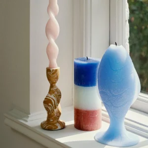 Broste Copenhagen Kerze Rustik Rainbow Blue Lagoon - 17cm