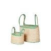 Kinder Broste Copenhagen Körbe Lykke Seegras Natural / Jelly Green - 2er Set