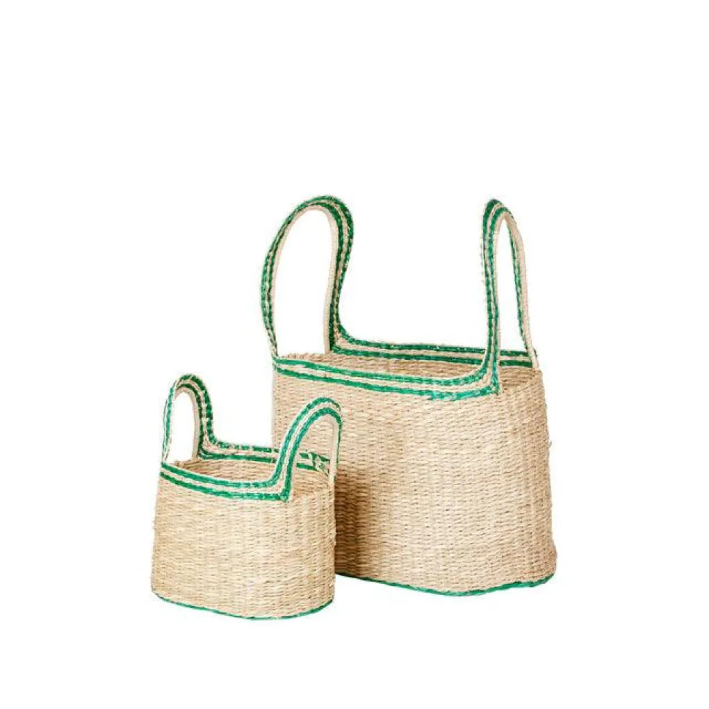 broste_copenhagen_krbe_ly_0.webp Kinder Broste Copenhagen Körbe Lykke Seegras Natural / Jelly Green - 2er Set