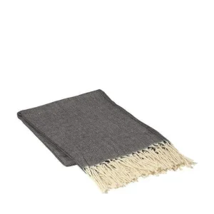 Broste Copenhagen Plaid "AASE" Wollmischung 140x180cm - anthrazit