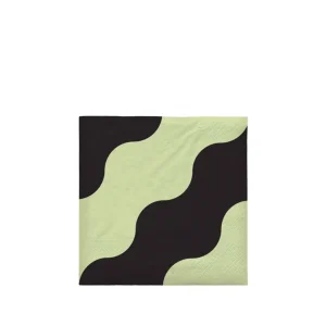 Broste Copenhagen Serviette "Tide" 33x33cm - Light green/black