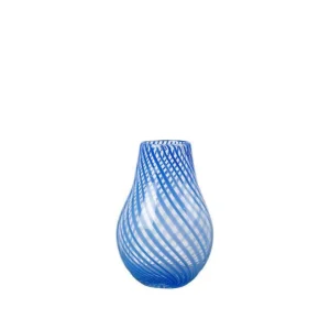 Broste Copenhagen Vase Ada Crossstripe Glas - Intense Blue 15,5x22,5 cm