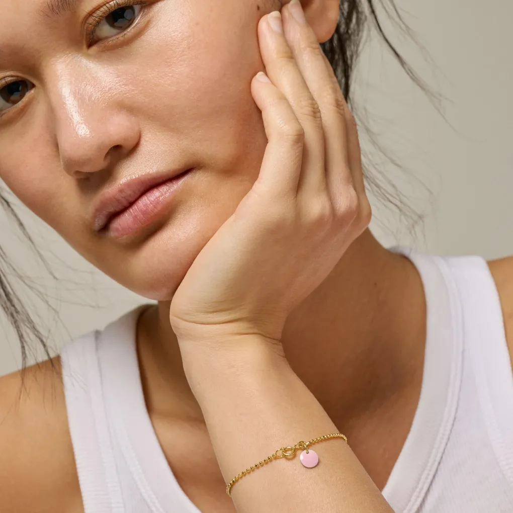 enamel_copenhagen_armband_1-6.webp Enamel Copenhagen Armband Ball Chain Flamingo - 18k vergoldetes 925er Sterlingsilber
