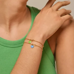 Enamel Copenhagen Armband Ball Chain Cornflower - 18k vergoldetes 925er Sterlingsilber