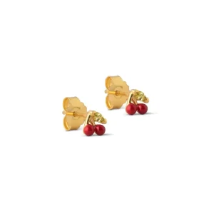 Enamel Copenhagen Ohrstecker Cherry red - 18k vergoldetes 925er Sterlingsilber