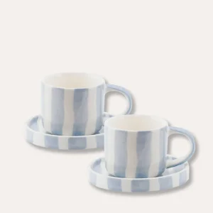 Magazin Minori Espresso Tassen Stripes Morning Azzurro 2er Set - 4 Teile