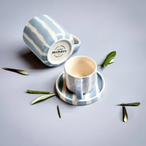 Magazin Minori Espresso Tassen Stripes Morning Azzurro 2er Set - 4 Teile