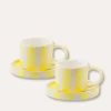 Magazin Minori Espresso Tassen Stripes Spiaggia Yellow 2er Set - 4 Teile