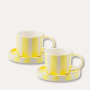 Magazin Minori Espresso Tassen Stripes Spiaggia Yellow 2er Set - 4 Teile