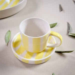Magazin Minori Espresso Tassen Stripes Spiaggia Yellow 2er Set - 4 Teile