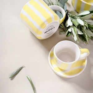 Magazin Minori Espresso Tassen Stripes Spiaggia Yellow 2er Set - 4 Teile