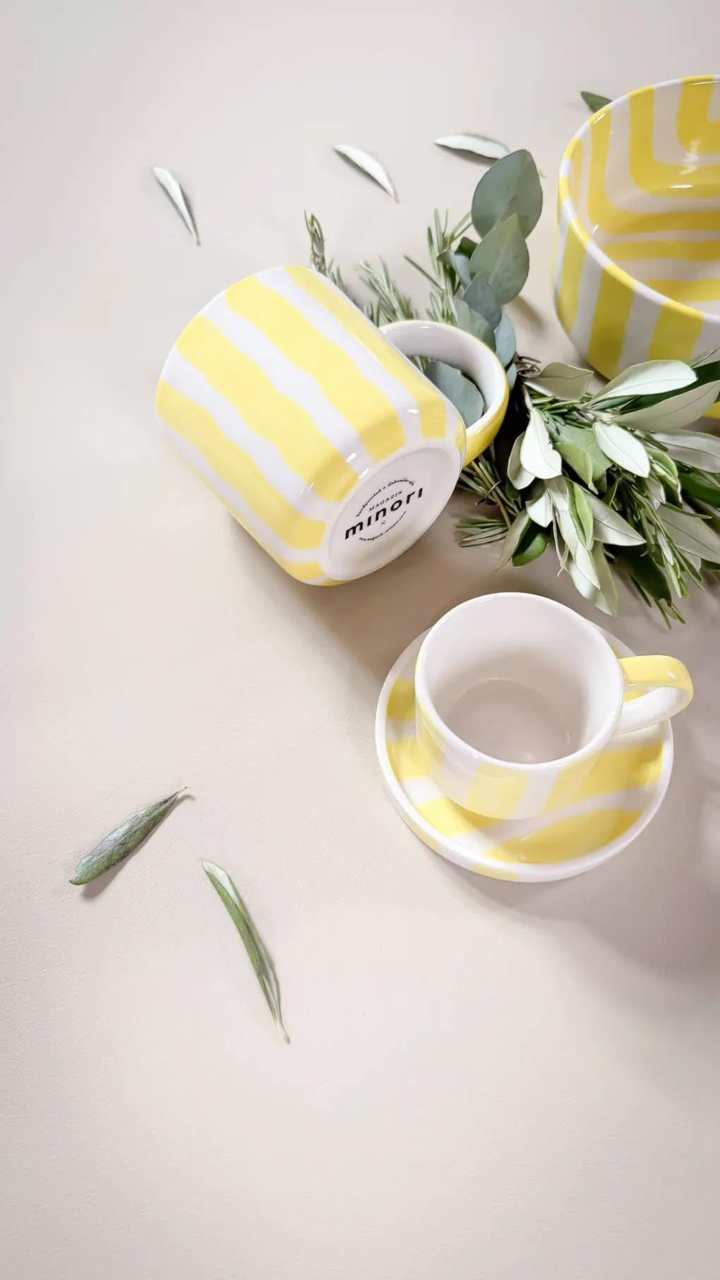 espresso_tassen_stripes_s_3.webp Magazin Minori Espresso Tassen Stripes Spiaggia Yellow 2er Set - 4 Teile