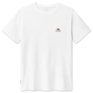 Natural Vibes Fahrrad T-Shirt - Weißes Bio T-Shirt, Radfahrer Stickerei