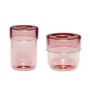 Hübsch Pop Aufbewahrungsglas small rosa - 2er Set