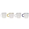 Hübsch Tasse aus Glas mit Henkel bernstein/rosa/blau/weiß - 4er Set