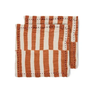 HKliving Bohemian Cotton Napkins Striped Tangerine - 2er Set