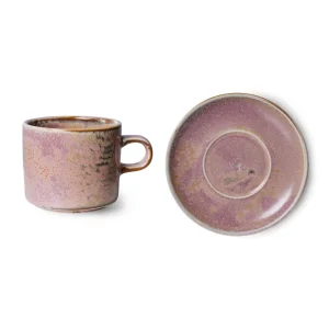 HKliving Chef Ceramics Tasse und Untertasse Rustic Pink