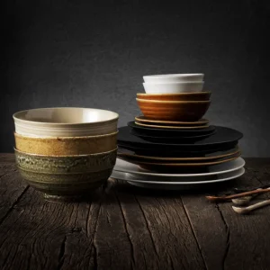 HKliving Kyoto Ceramics Japanese Desert Plate matt black