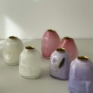 Glassblow DK Kerzenhalter Opalglas Cottoncandy - rd. 8cm