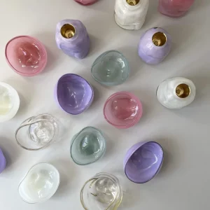 Glassblow DK Kerzenhalter Opalglas Cottoncandy - rd. 8cm