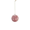 Madam Stoltz handmade paper mache Christmas ball red / white