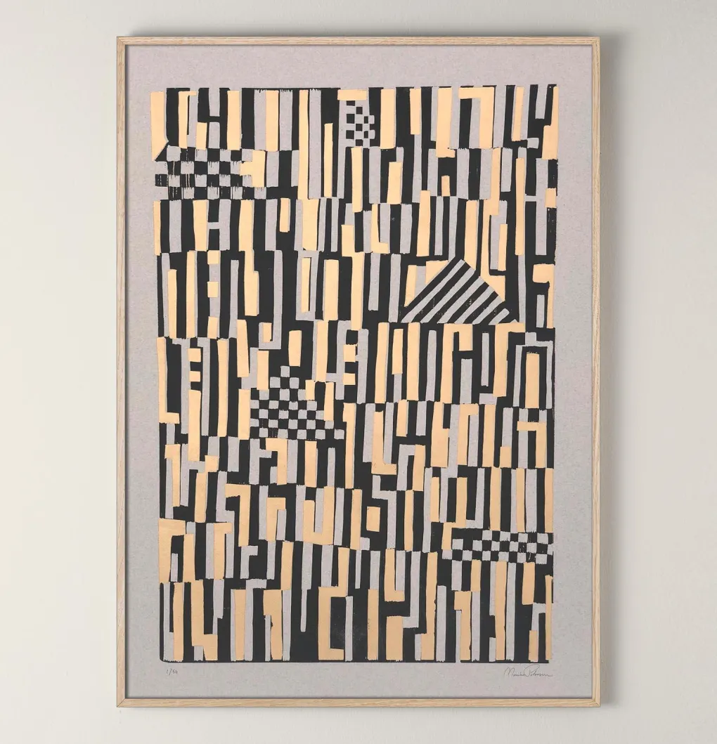monika_petersen_kunstdruc_0.webp Monika Petersen Kunstdruck "Pattern" gold/schwarz/rosa - 50 x 70 cm