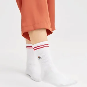 Natural Vibes Bicycle Bio Socken - Weiße Tennissocken mit Radfahrer
