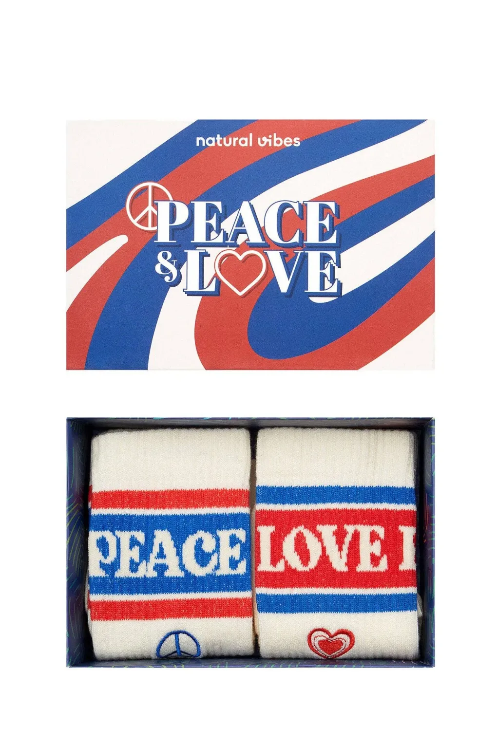 natural_vibes_biosocken_g_0.webp Natural Vibes Bio-Socken Geschenkset - 2er Set Tennissocken Peace & Love