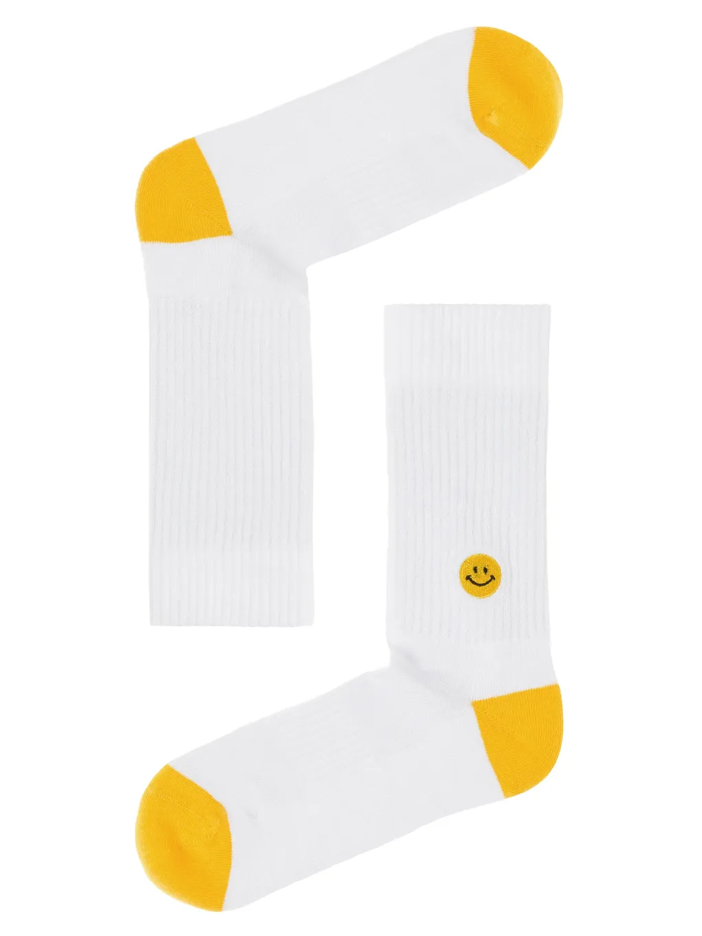natural_vibes_smile_bio_s_0.webp Natural Vibes Smile Bio Socken - Weiße Tennissocken mit Emoji Stickerei