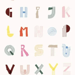 Kinder Paper Collective Kunstdruck „Alphabet Spaghetti“ - 50×70cm