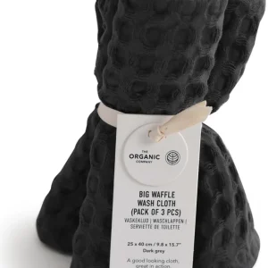 The Organic Company Big Waffle Wash Cloth dark grey - 3er Set